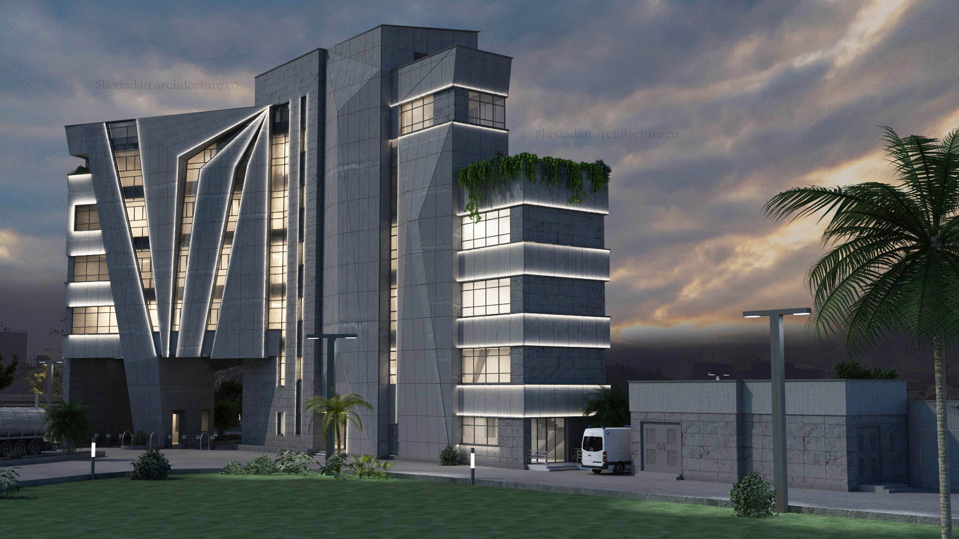 Administrative Building, main Entrance Façade and connecting bridge of Pad Jam Polymer Development Company (ABS and RUBBER) Administrative Building, main Entrance Façade and connecting bridge of Pad Jam Polymer Development Company (ABS and RUBBER)